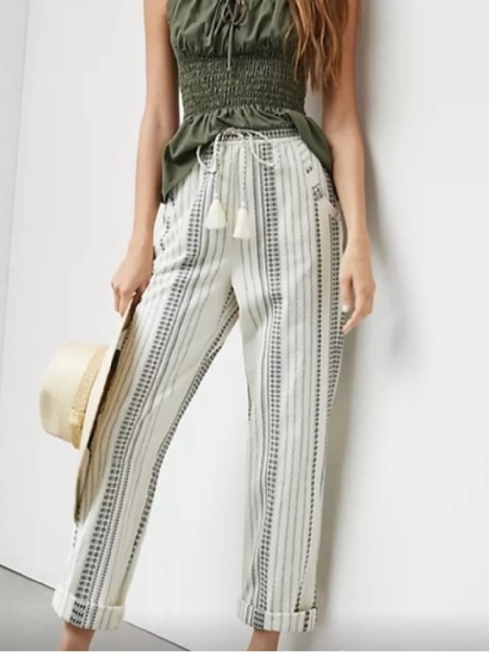 Anthropolgie Essential beach Pant Striped High-Waist With Drawstring